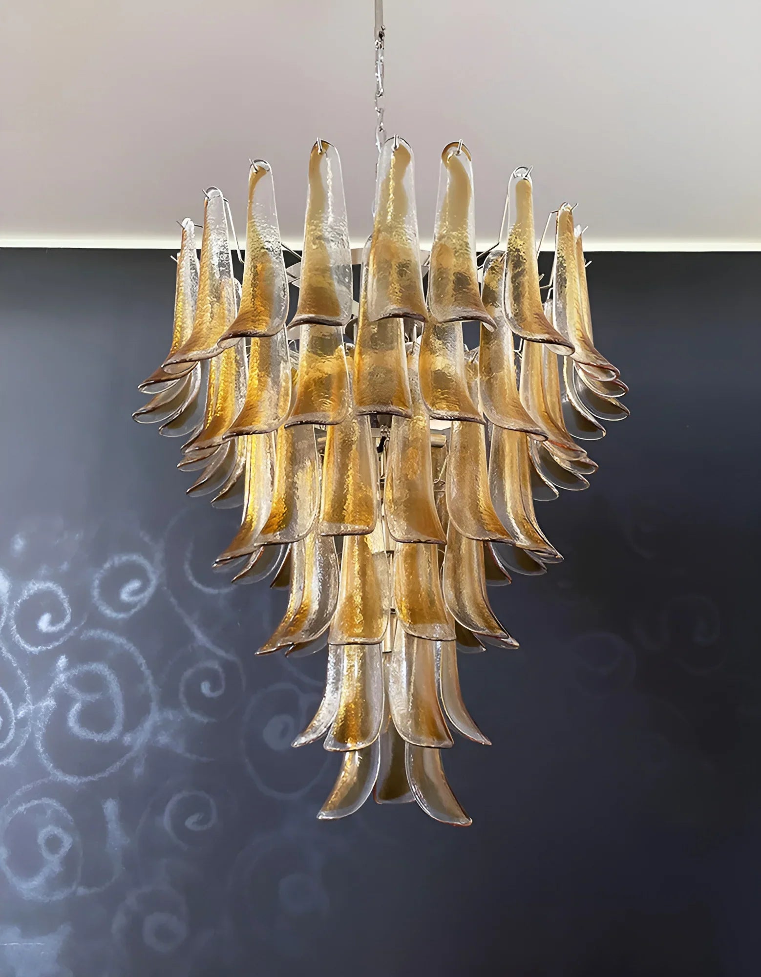 Murano Amber Glass Petals Chandelier product image