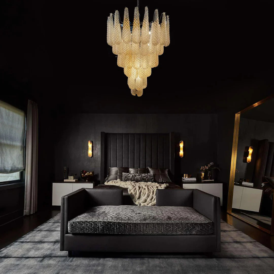 Vintage Amber Murano Glass Petals Drop Chandelier product image