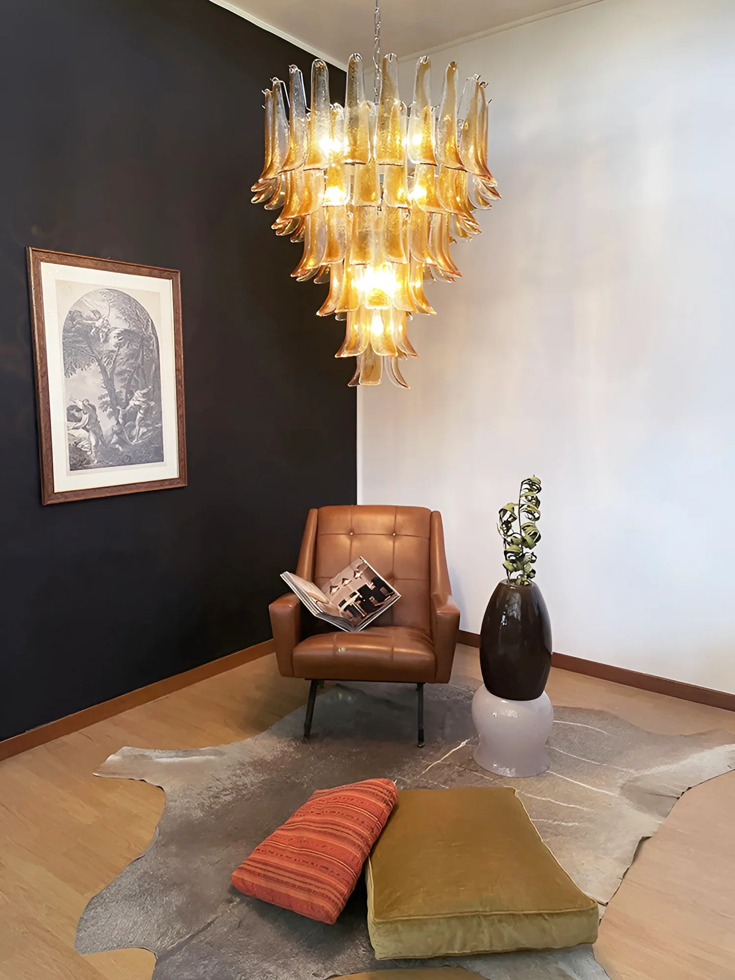 Murano Amber Glass Petals Chandelier product image