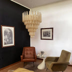 Vintage Amber Murano Glass Petals Drop Chandelier material and finish detail