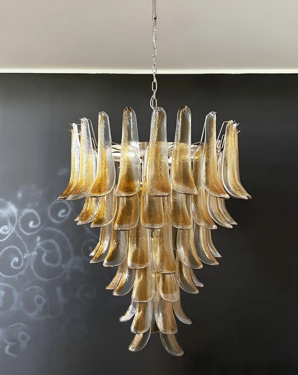 Murano Amber Glass Petals Chandelier product image