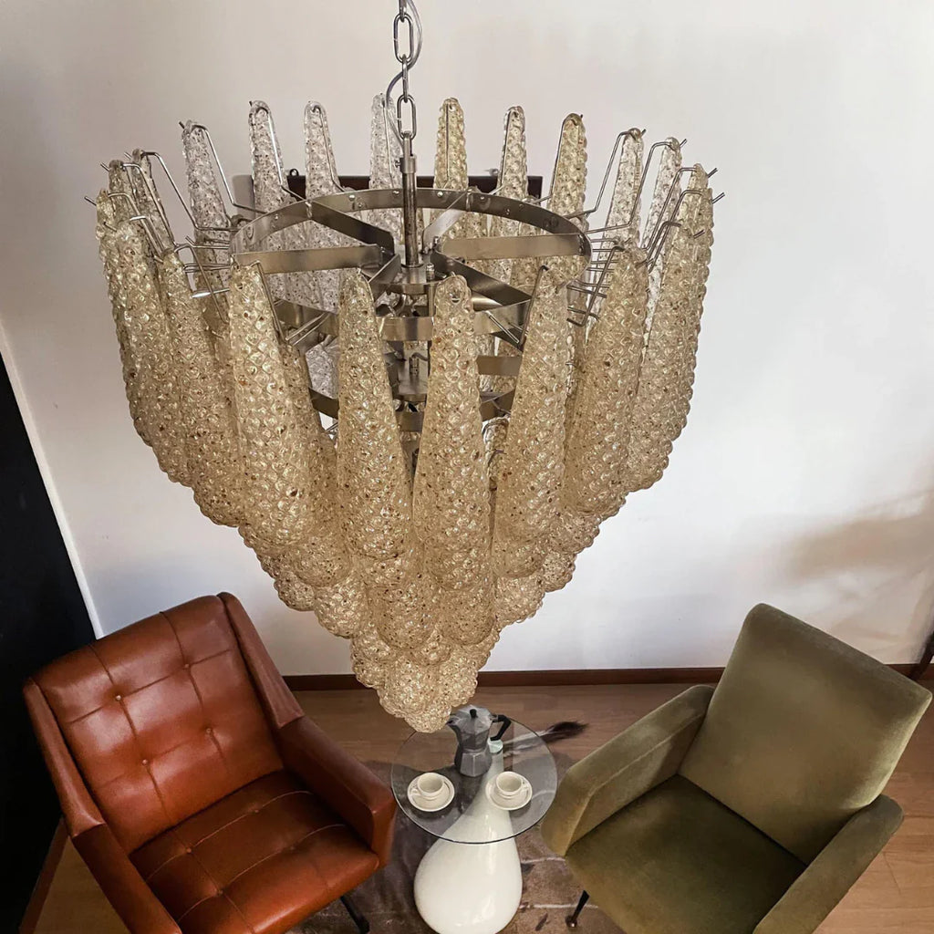 Vintage Amber Murano Glass Petals Drop Chandelier product image