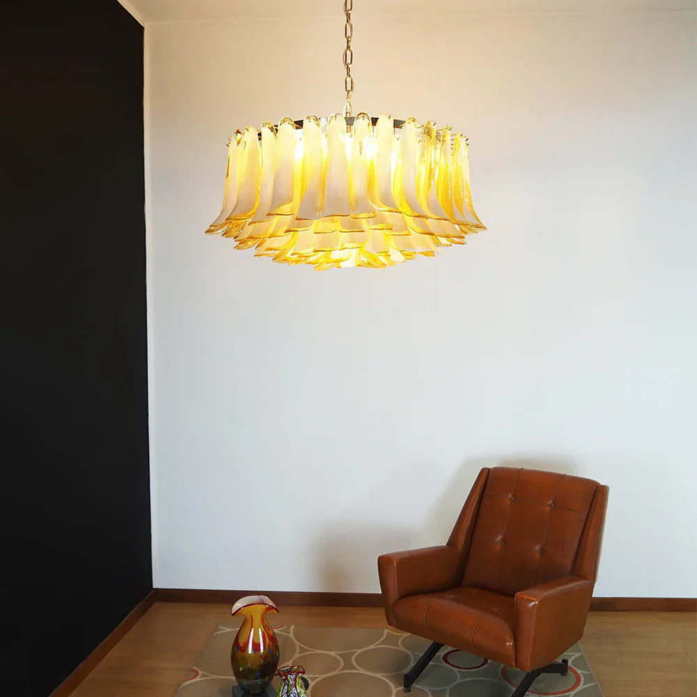 Murano Caramel Glass Petal Chandelier detail view