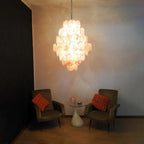Huge Vintage Murano Pink Disks Chandelier detail view