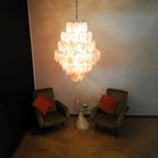 Huge Vintage Murano Pink Disks Chandelier material and finish detail