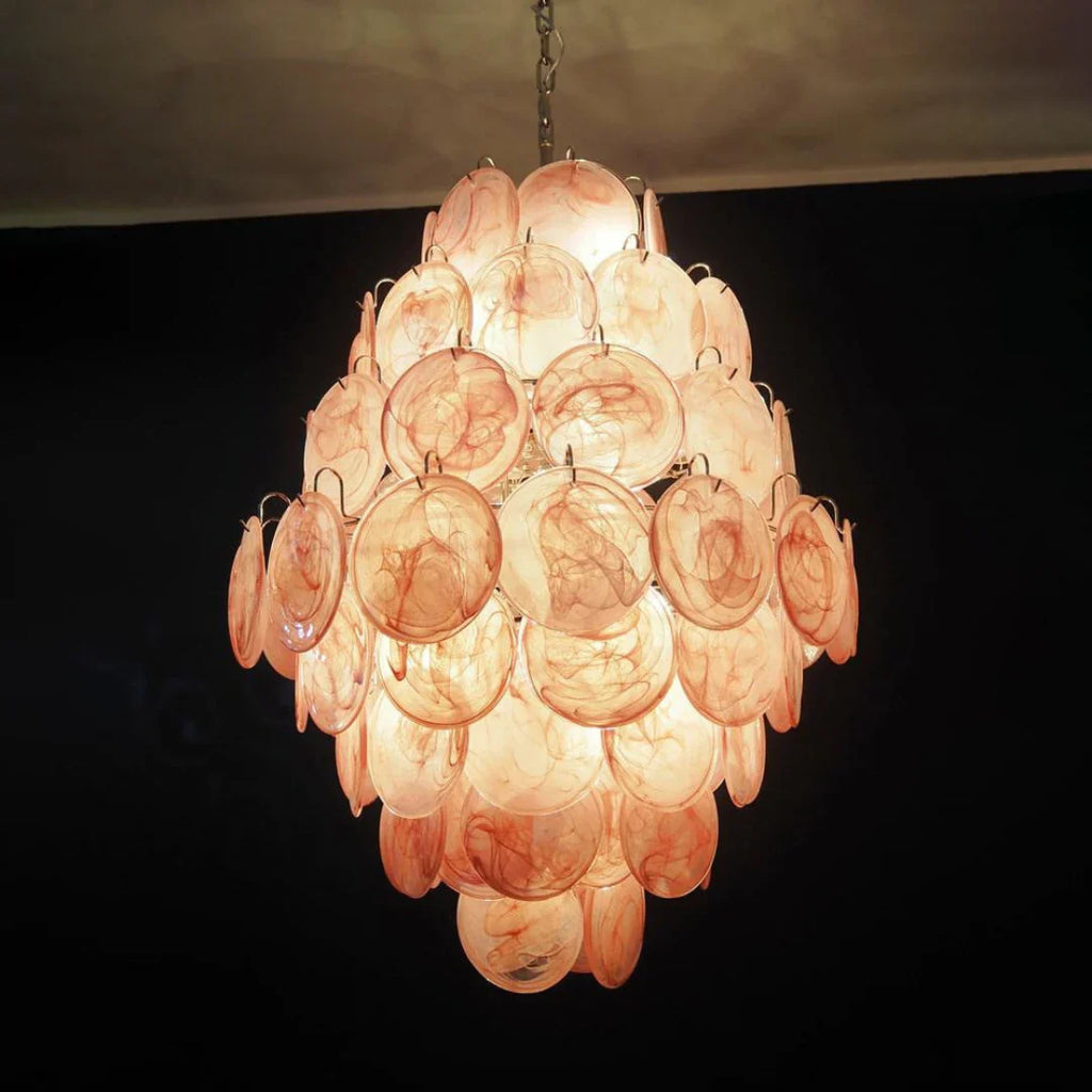 Huge Vintage Murano Pink Disks Chandelier product image