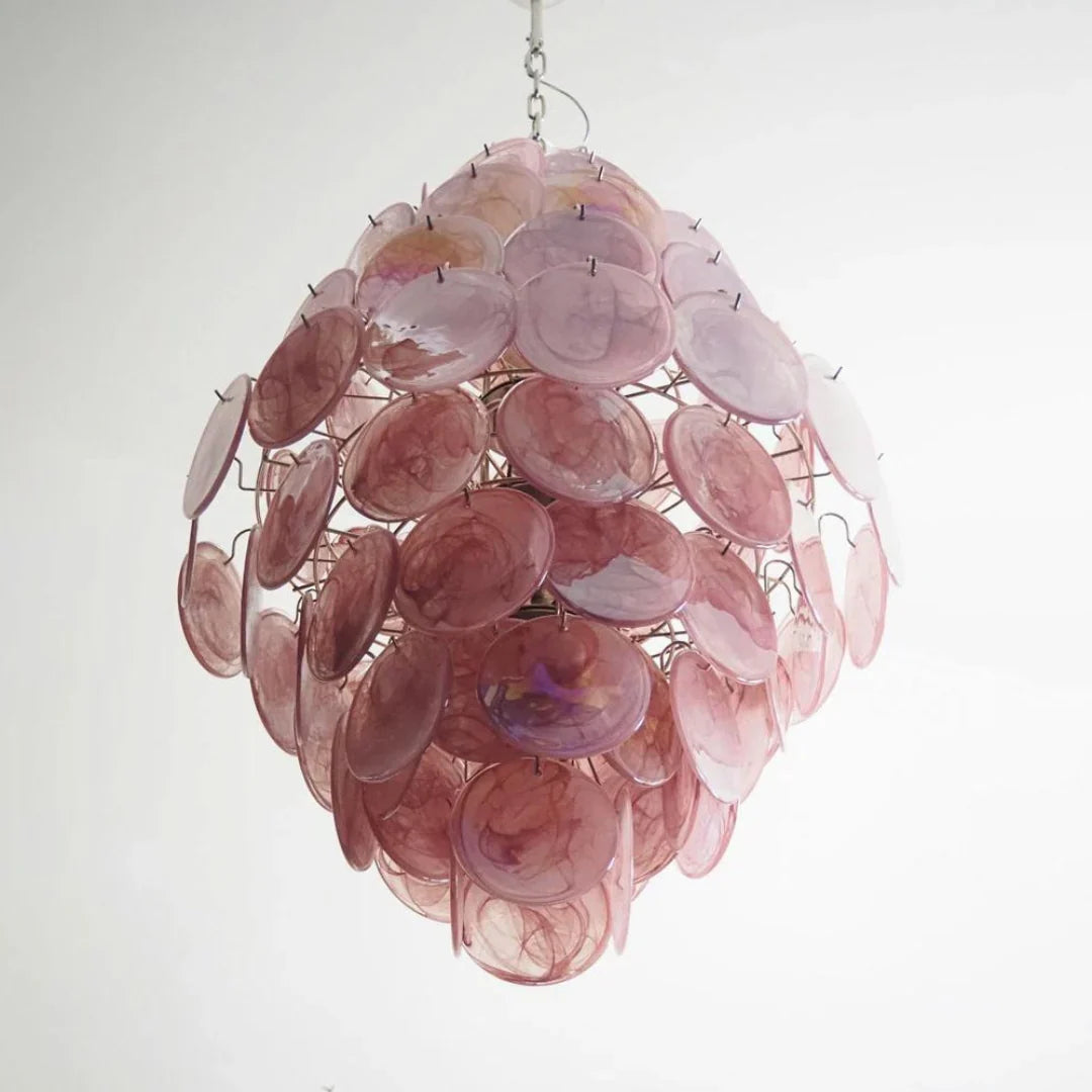 Huge Vintage Murano Pink Disks Chandelier product image