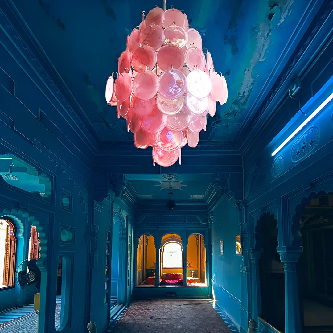 Huge Vintage Murano Pink Disks Chandelier product image