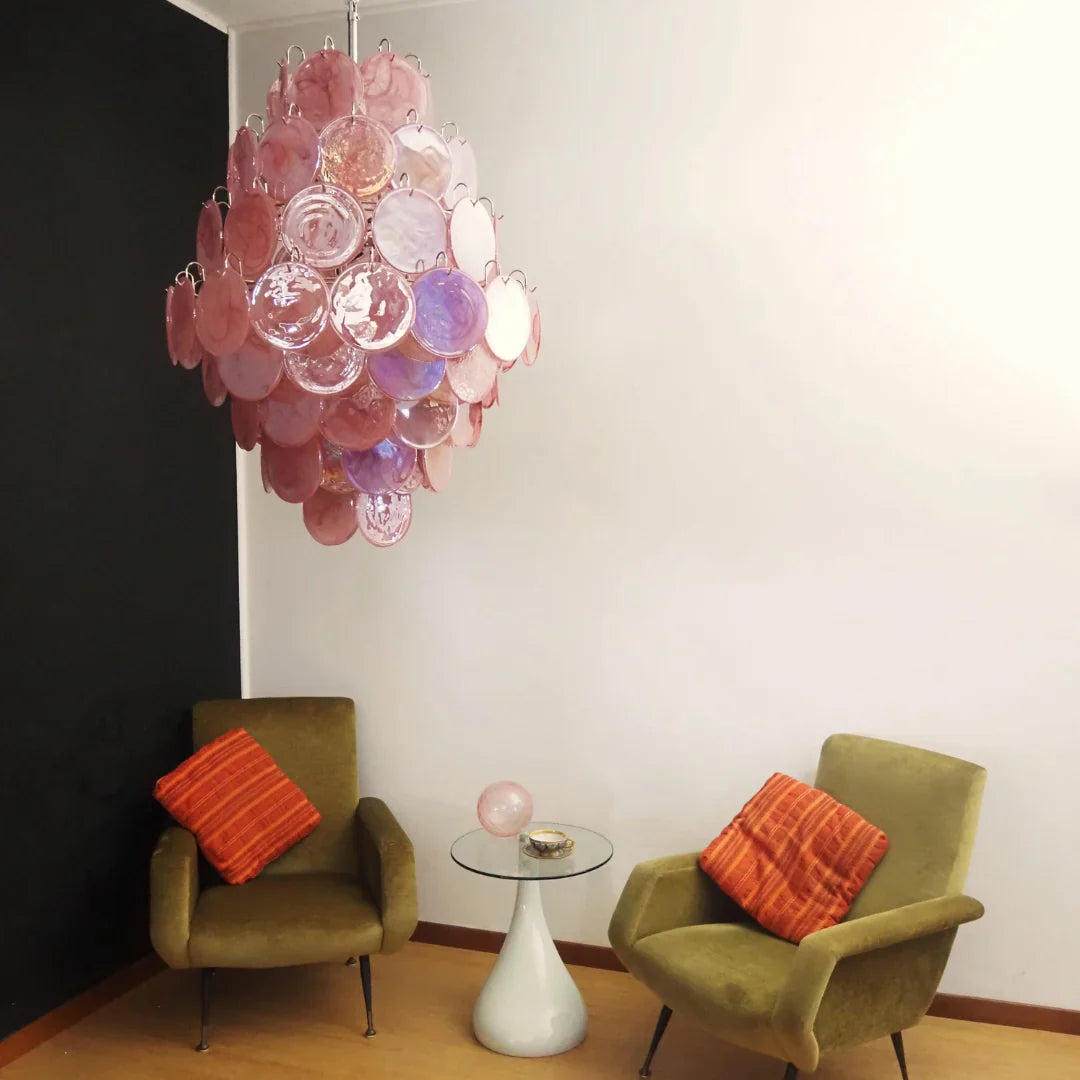 Huge Vintage Murano Pink Disks Chandelier product image