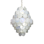 Huge Vintage Murano White Disks Chandelier by Bling Lighting Studio