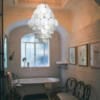 Huge Vintage Murano White Disks Chandelier product image
