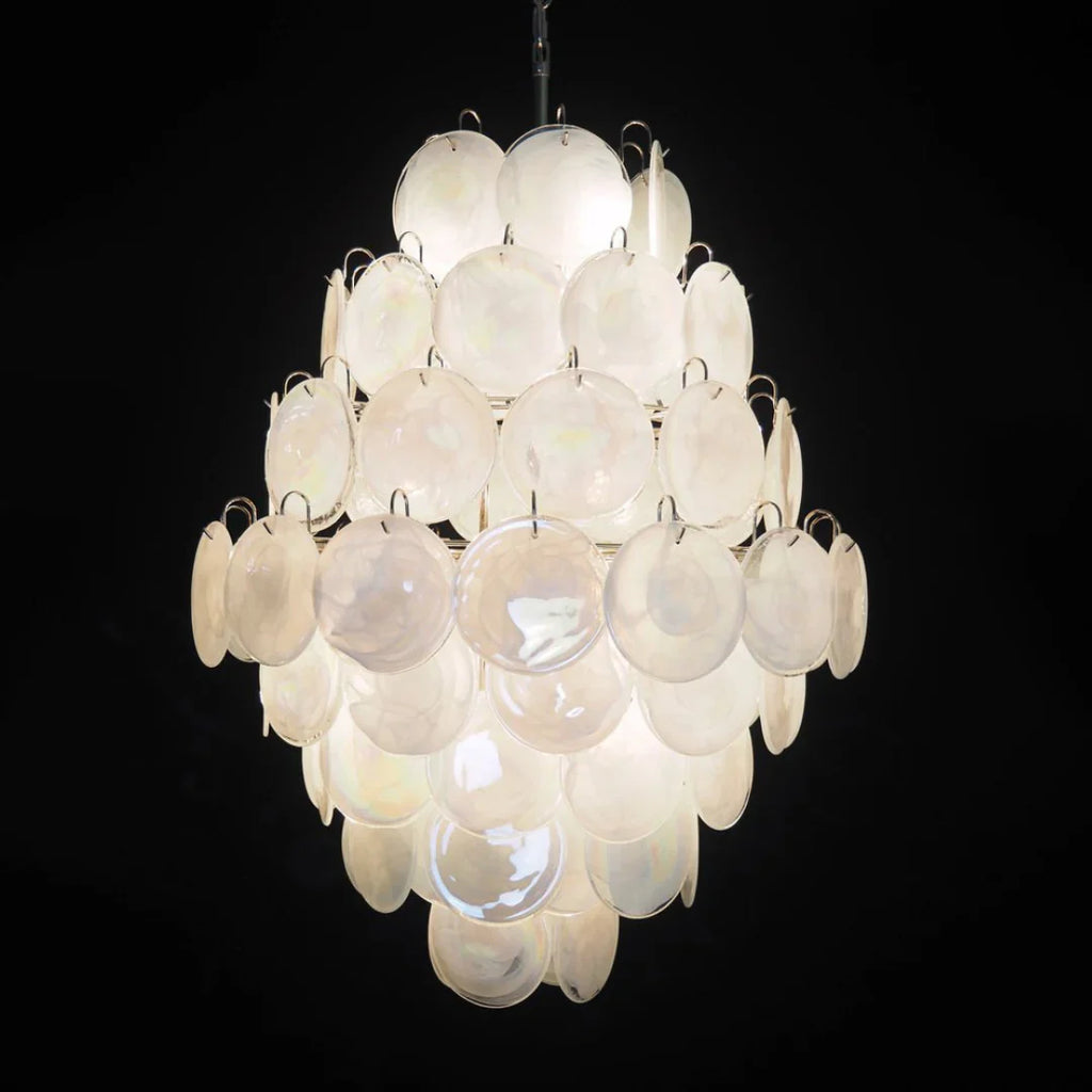 Huge Vintage Murano White Disks Chandelier product image