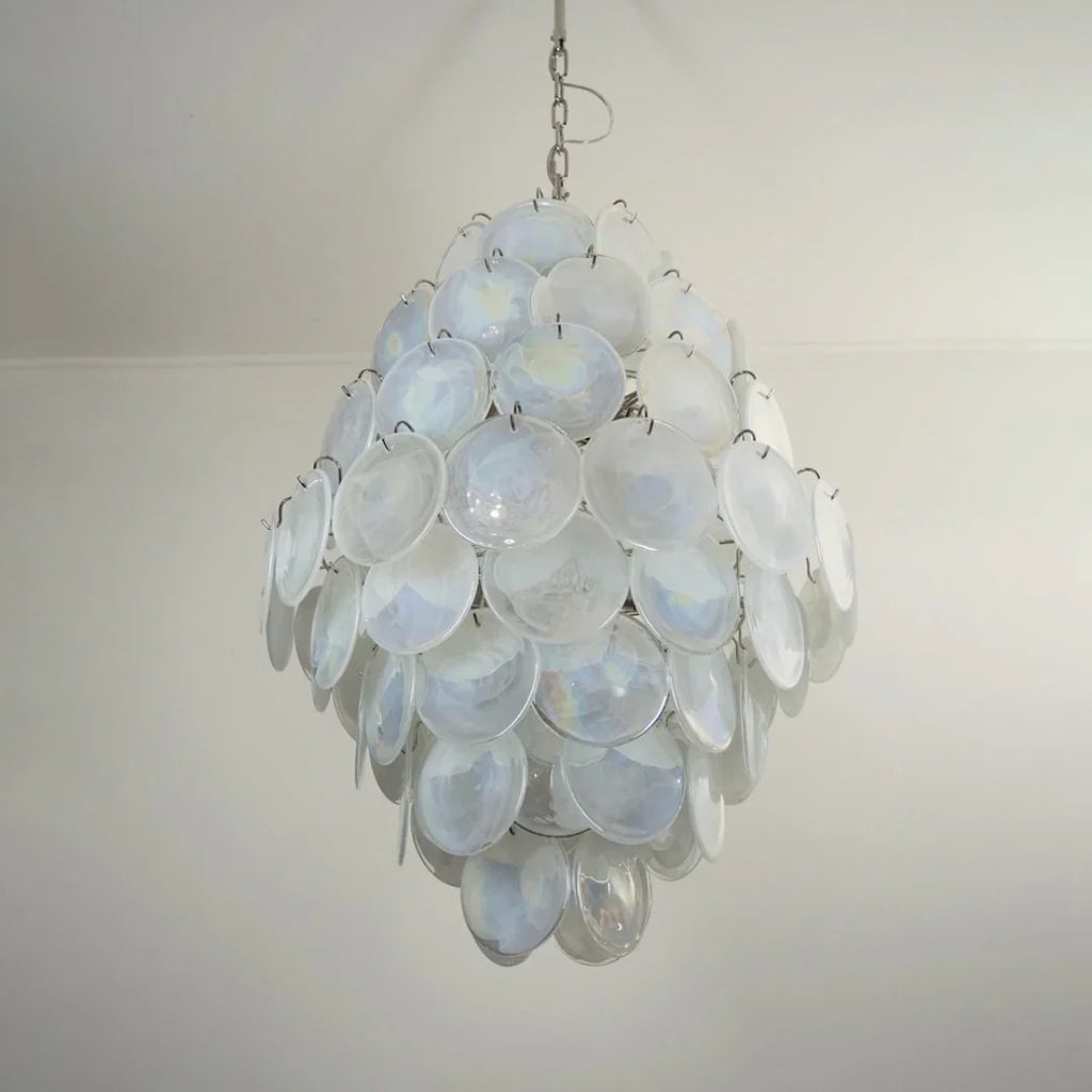 Huge Vintage Murano White Disks Chandelier product image