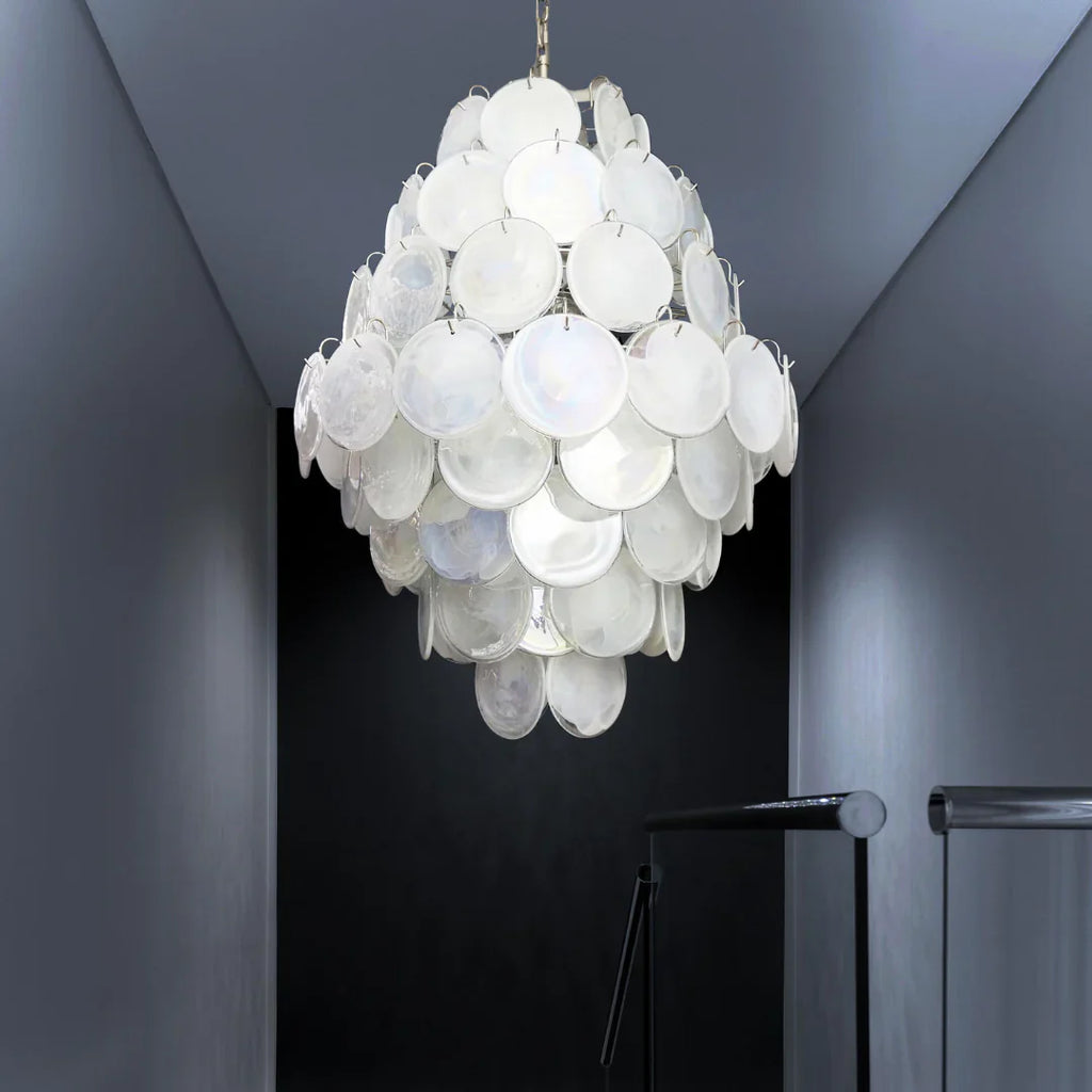 Huge Vintage Murano White Disks Chandelier additional product view