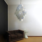 Huge Vintage Murano White Disks Chandelier product image
