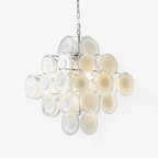 Murano Disc White Clear Glass Chandelier product image