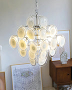 Murano Disc White Clear Glass Chandelier product image