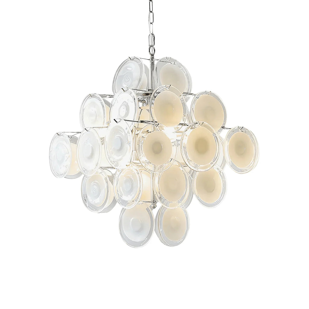 Murano Disc White Clear Glass Chandelier product image