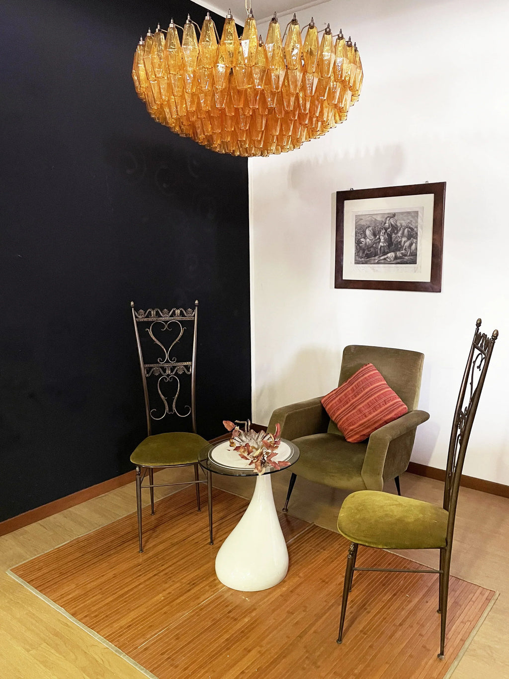 Murano Poliedri Faceted Amber Glass Chandelier product image