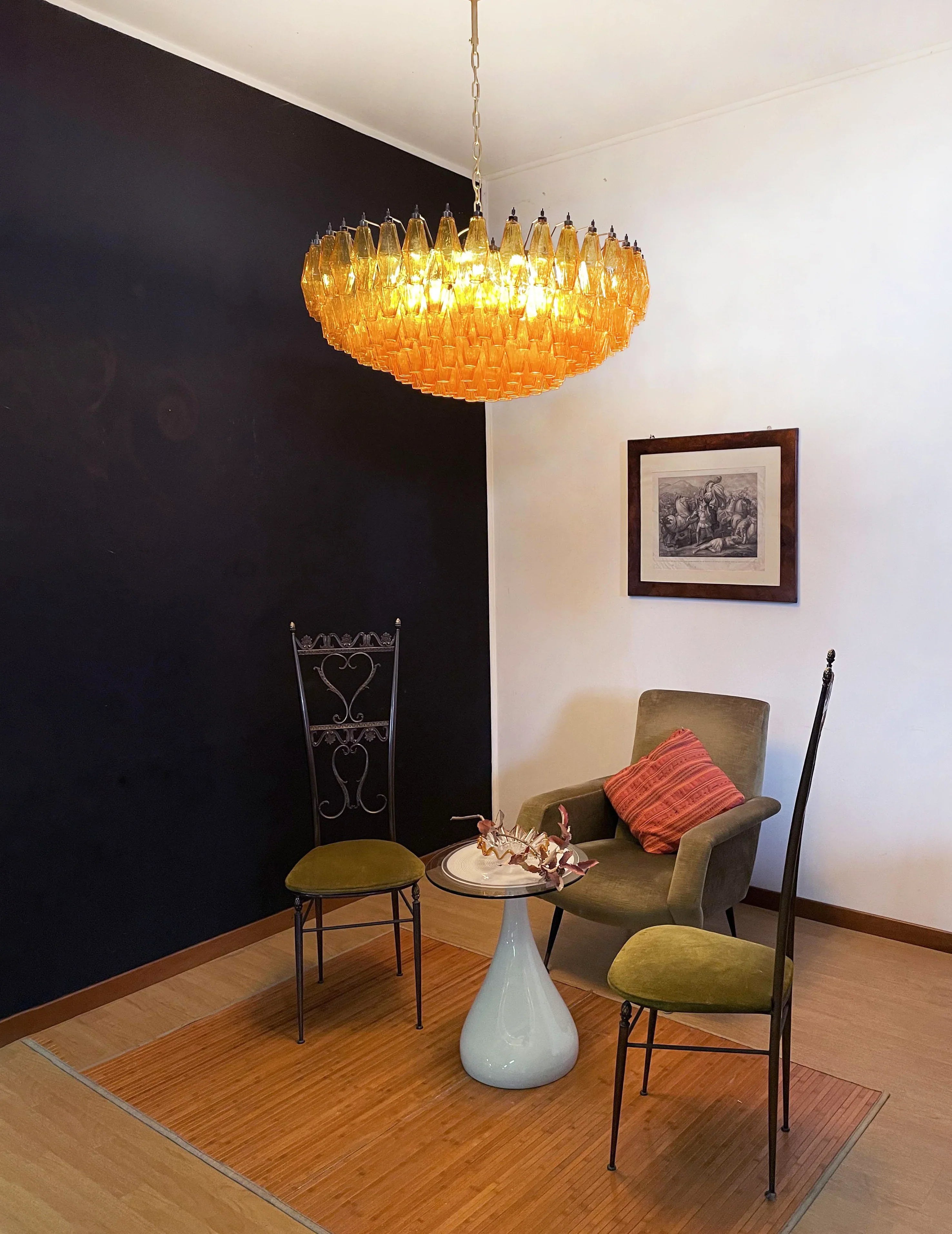 Murano Poliedri Faceted Amber Glass Chandelier product image