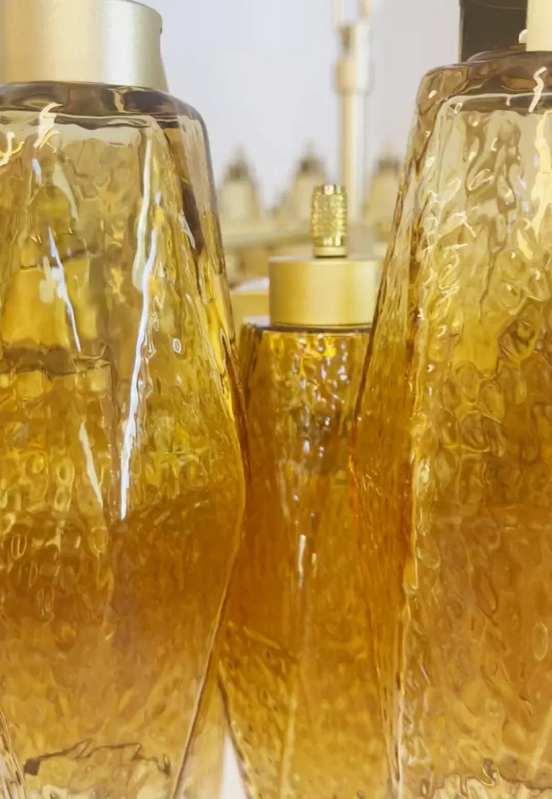 Murano Poliedri Faceted Amber Glass Chandelier product image