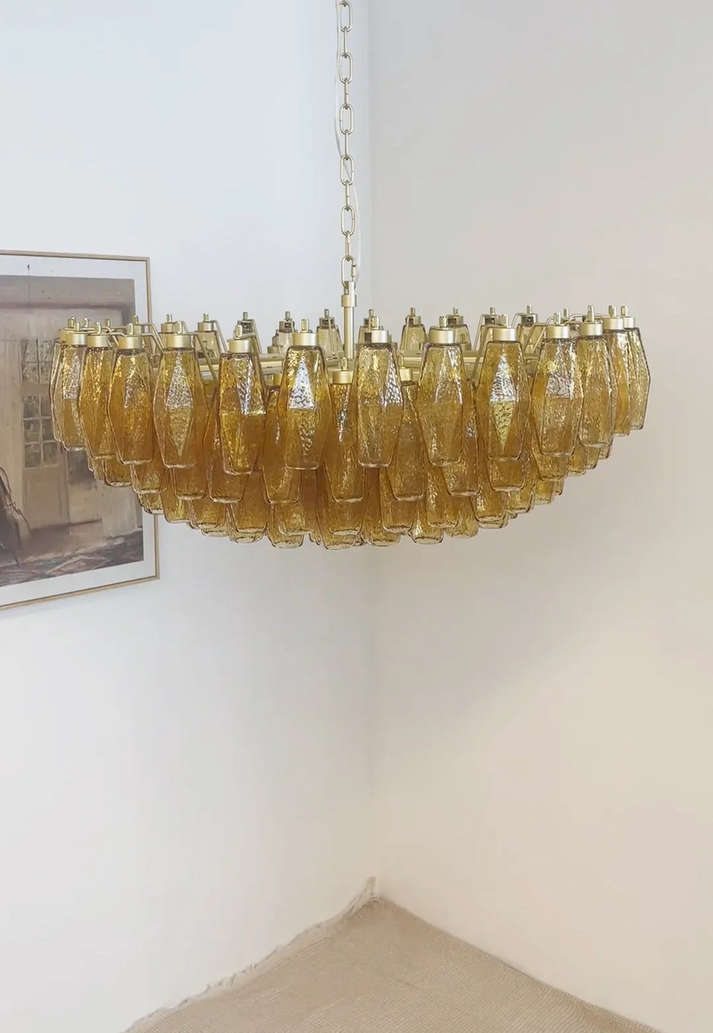 Murano Poliedri Faceted Amber Glass Chandelier product image