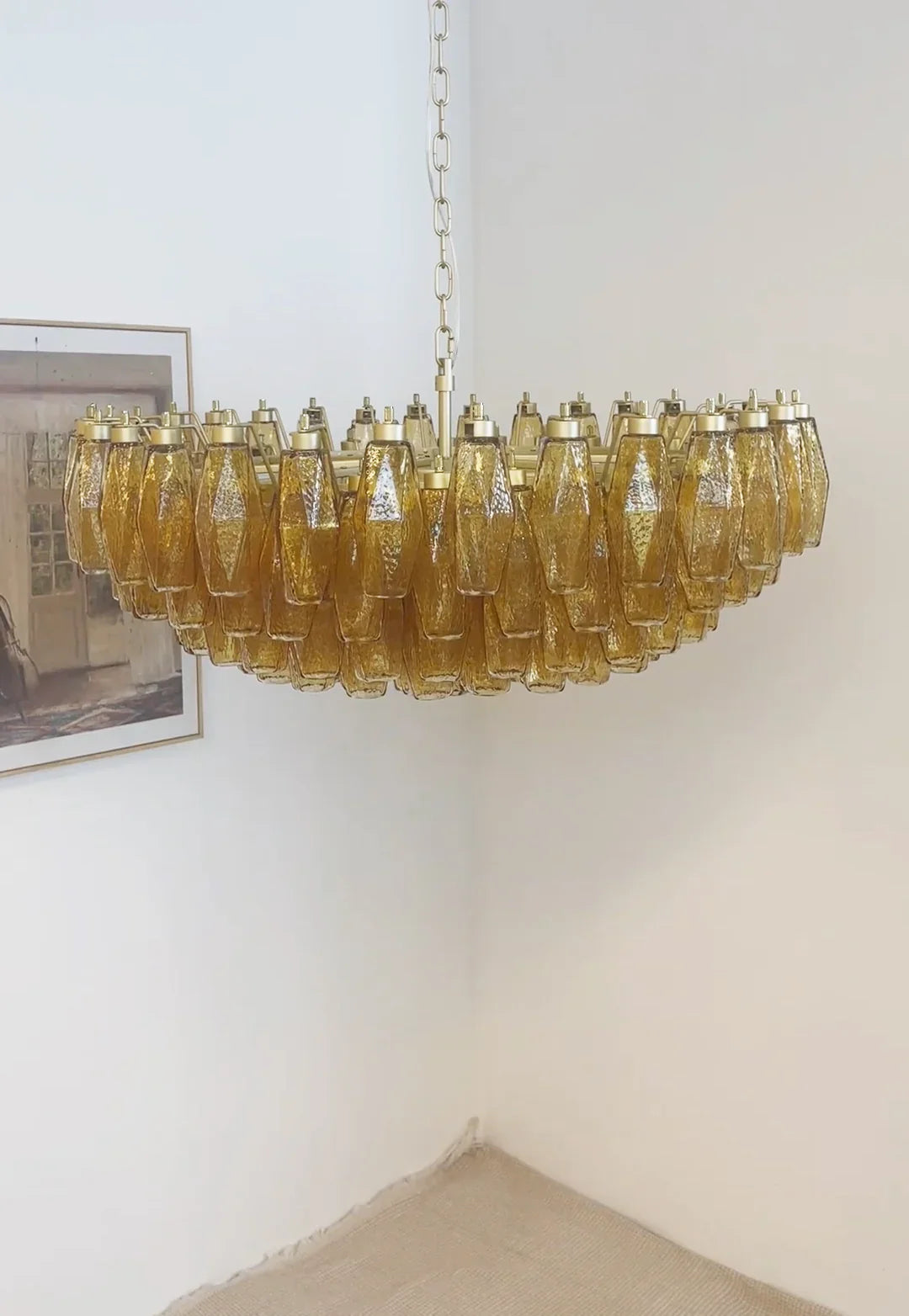 Murano Poliedri Faceted Amber Glass Chandelier product image