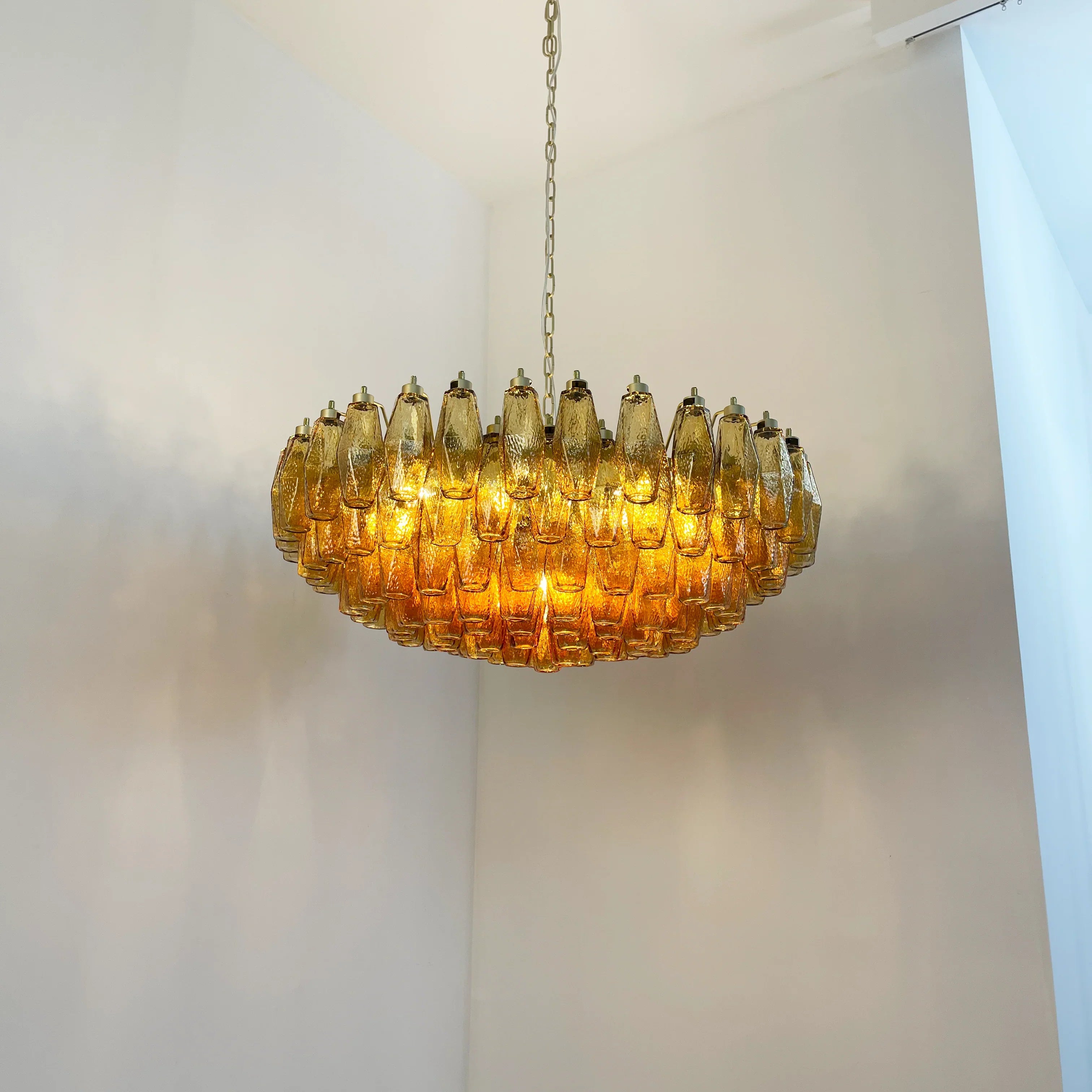 Murano Poliedri Faceted Amber Glass Chandelier product image
