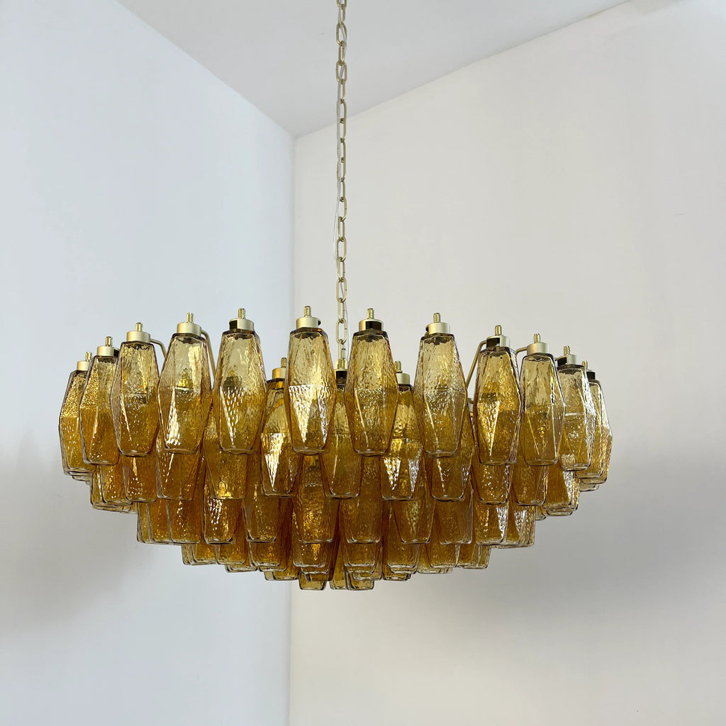 Murano Poliedri Faceted Amber Glass Chandelier product image