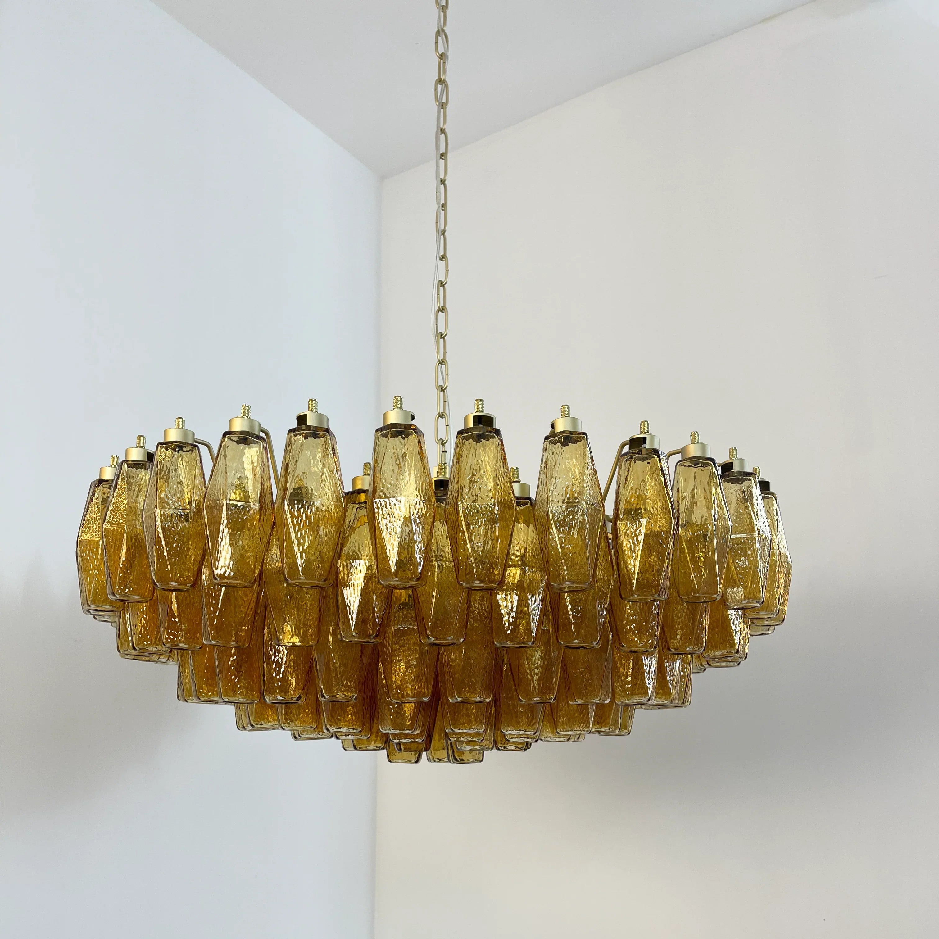 Murano Poliedri Faceted Amber Glass Chandelier product image