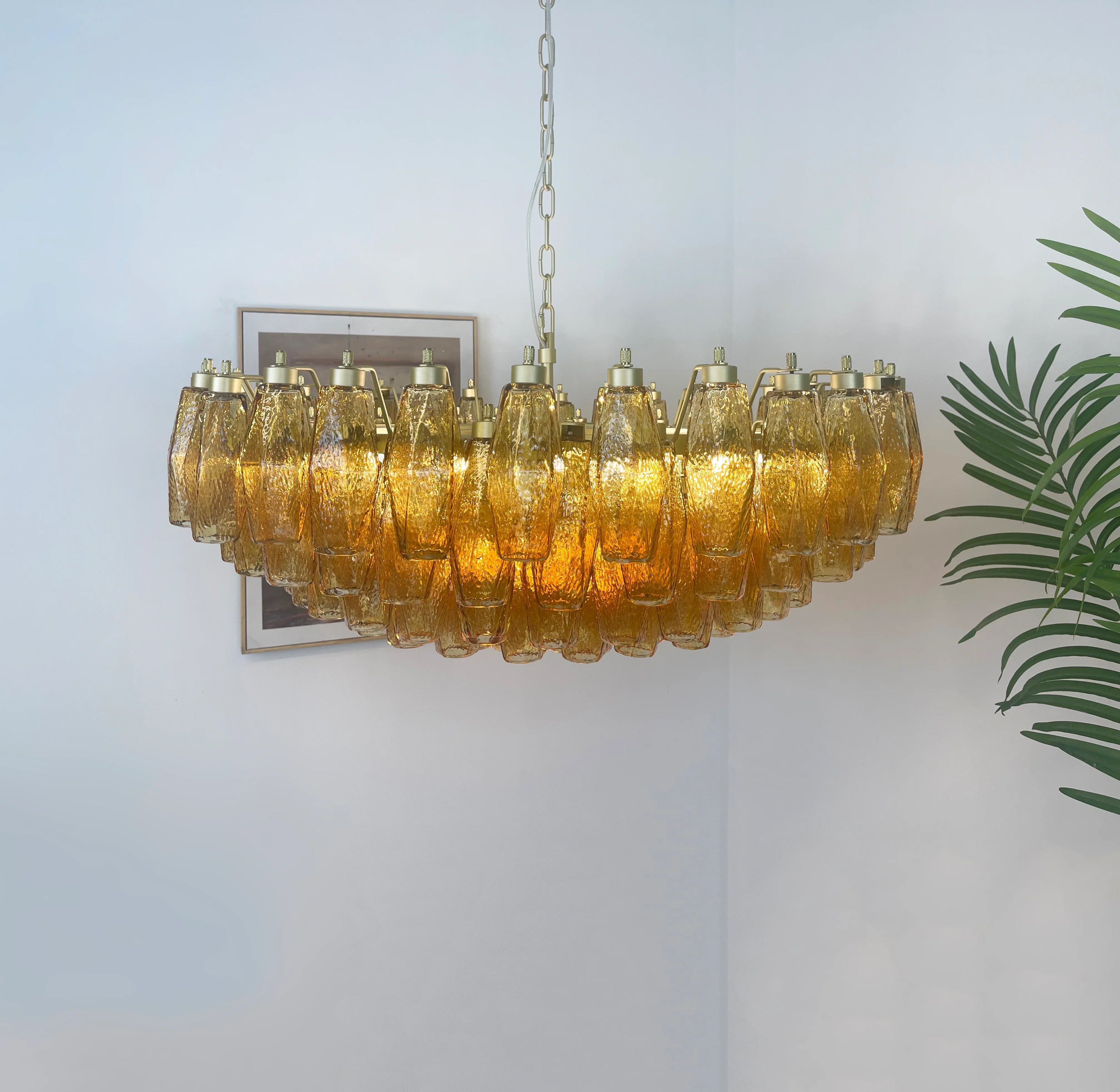 Murano Poliedri Faceted Amber Glass Chandelier product image