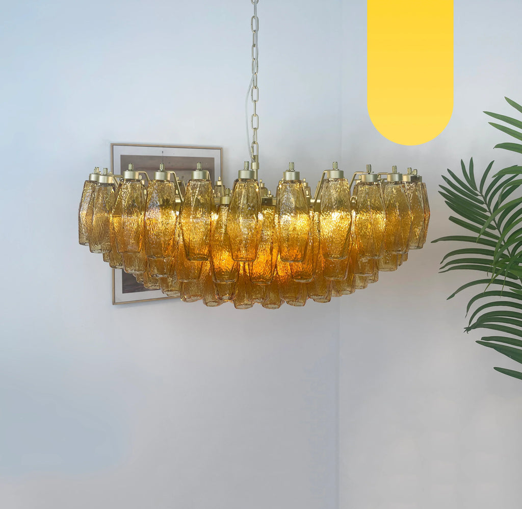 Murano Poliedri Faceted Amber Glass Chandelier product image