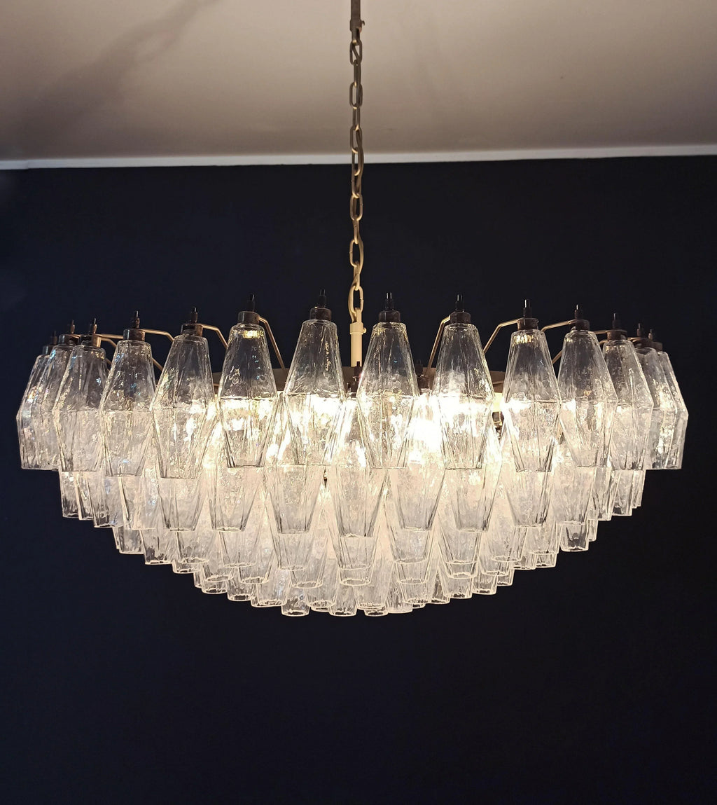Murano Poliedri Faceted Transparent Glass Chandelier product image