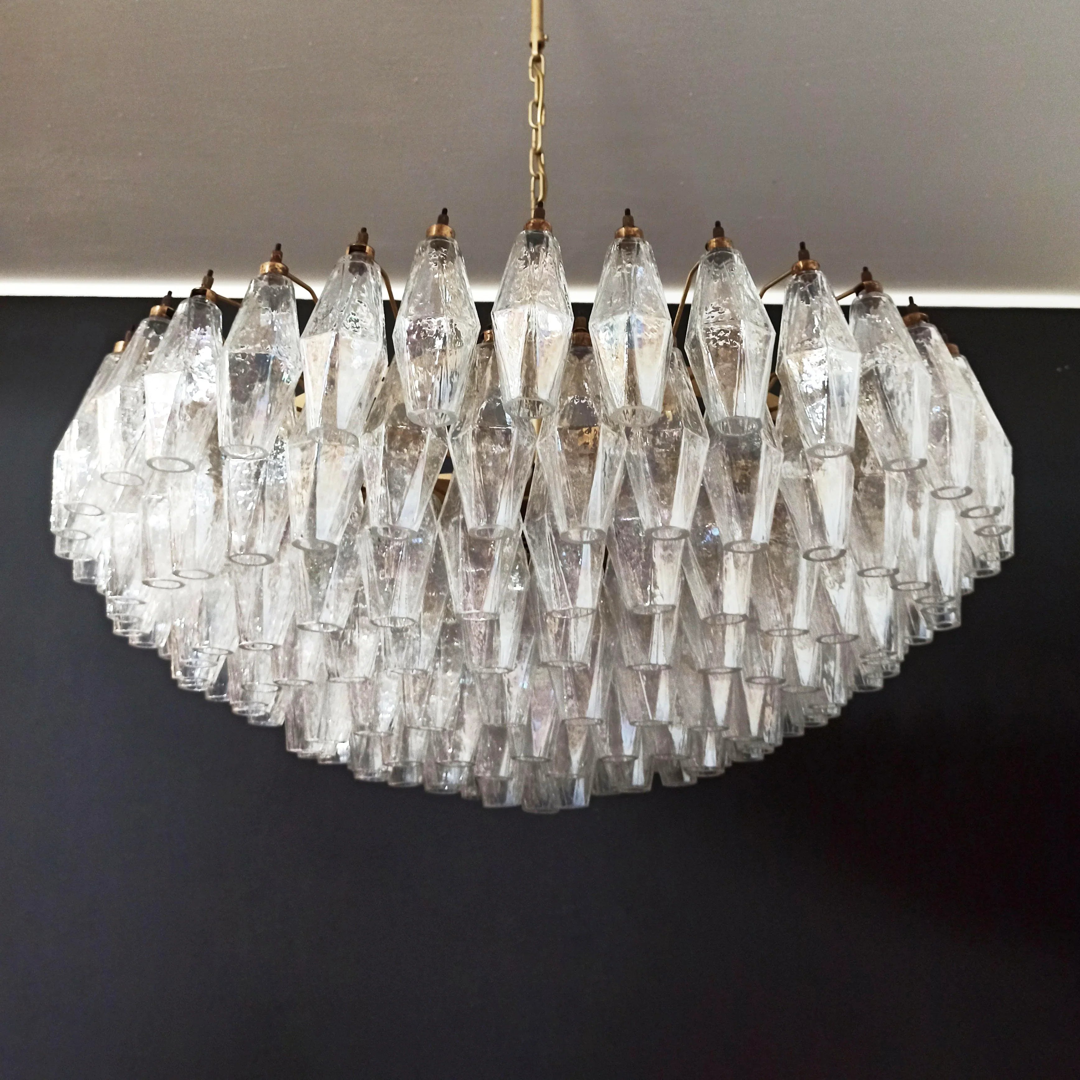 Murano Poliedri Faceted Transparent Glass Chandelier product image