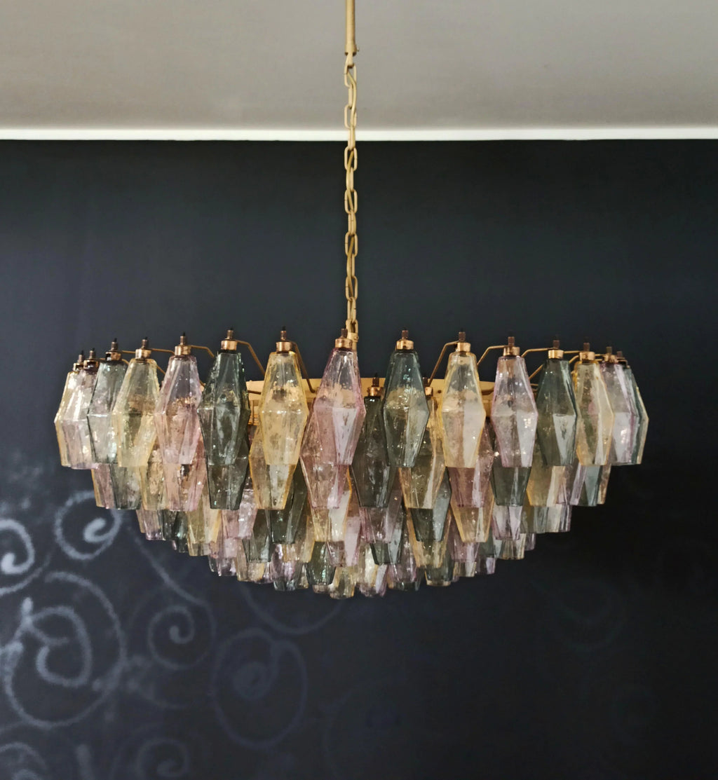 Murano Poliedri Faceted Multicolor Glass Chandelier product image