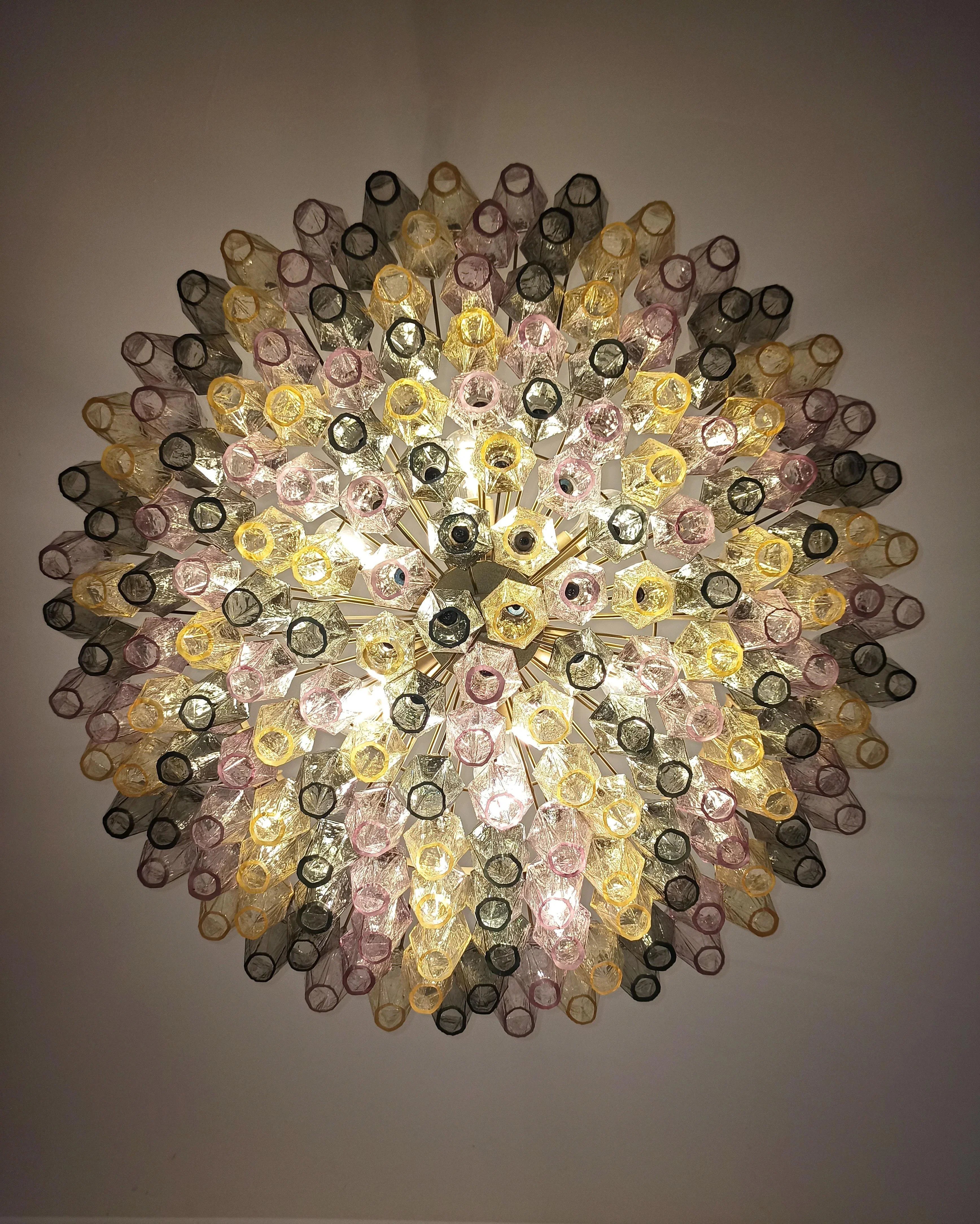Murano Poliedri Faceted Multicolor Glass Chandelier product image