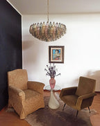Murano Poliedri Faceted Multicolor Glass Chandelier material and finish detail