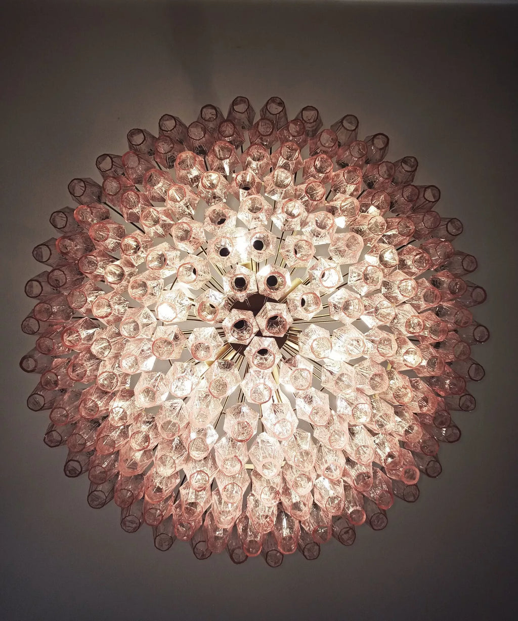 Pink Murano Poliedri Rhombus Faceted Glass Chandelier product image