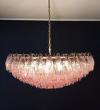 Pink Murano Poliedri Rhombus Faceted Glass Chandelier product image
