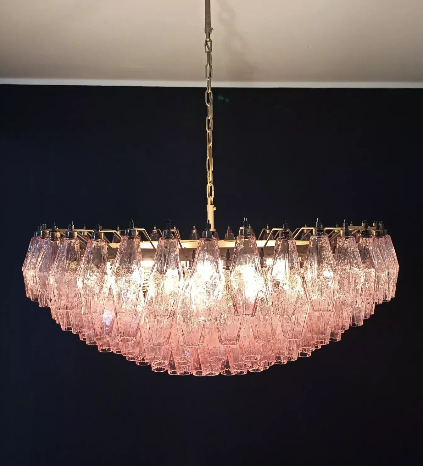 Pink Murano Poliedri Rhombus Faceted Glass Chandelier product image