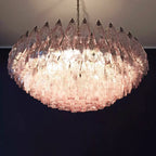 Pink Murano Poliedri Rhombus Faceted Glass Chandelier product image