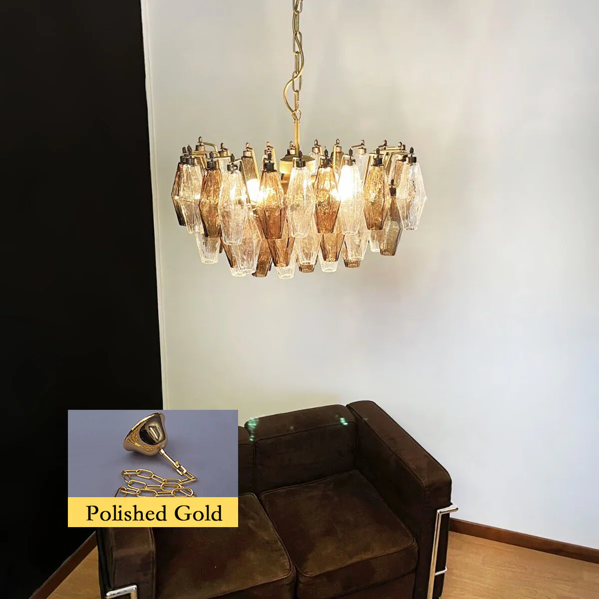 Poliedri Murano Transparent Smoked Chandelier product image