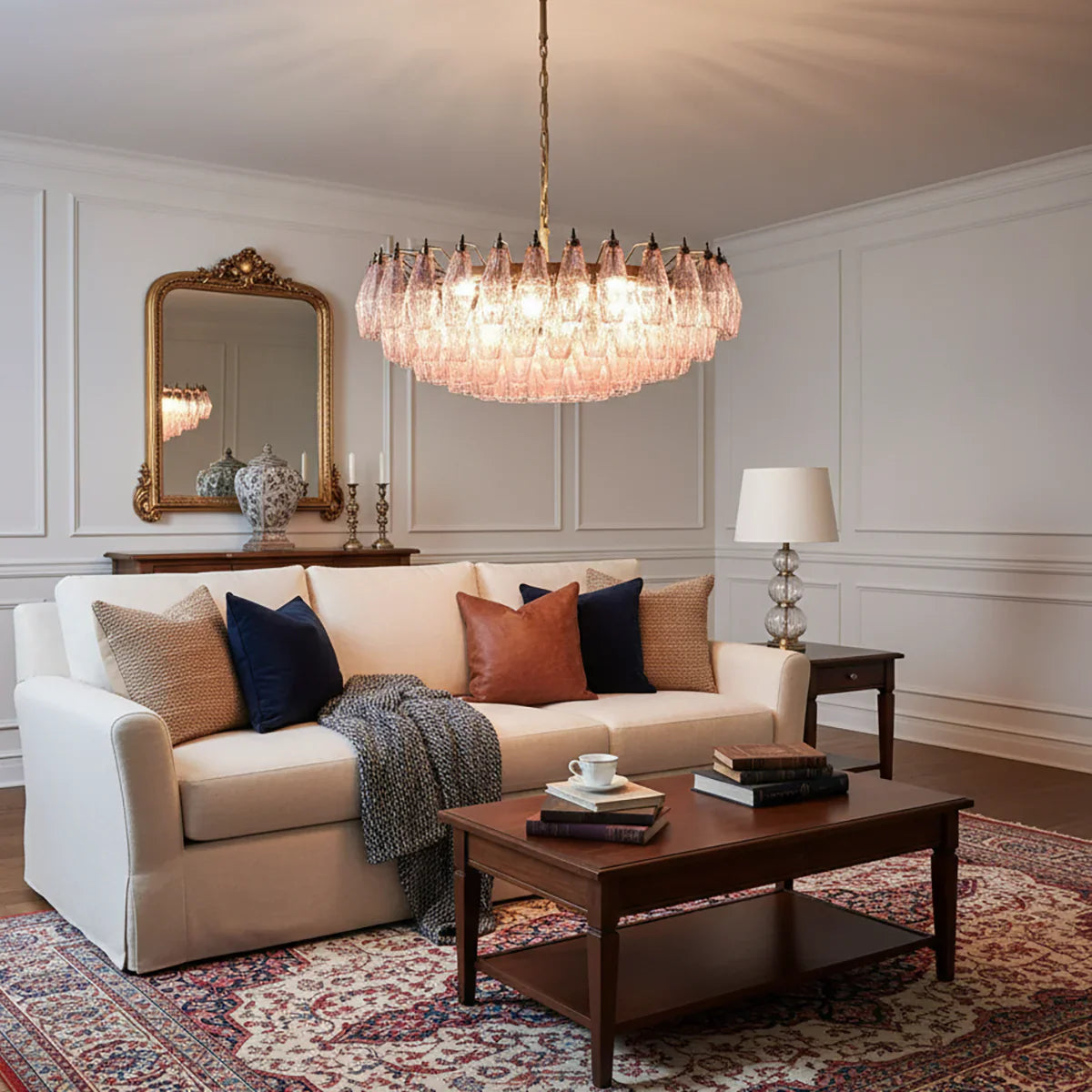 Pink Murano Poliedri Rhombus Faceted Glass Chandelier additional product view