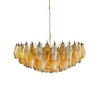 Murano Poliedri Faceted Transparent Amber Glass Chandelier by Bling Lighting Studio
