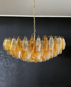 Murano Poliedri Faceted Transparent Amber Glass Chandelier product image