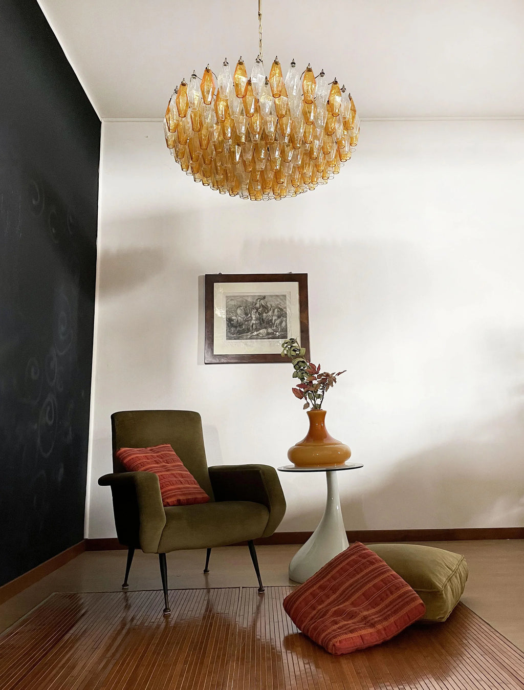 Murano Poliedri Faceted Transparent Amber Glass Chandelier product image