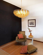 Murano Poliedri Faceted Transparent Amber Glass Chandelier additional product view