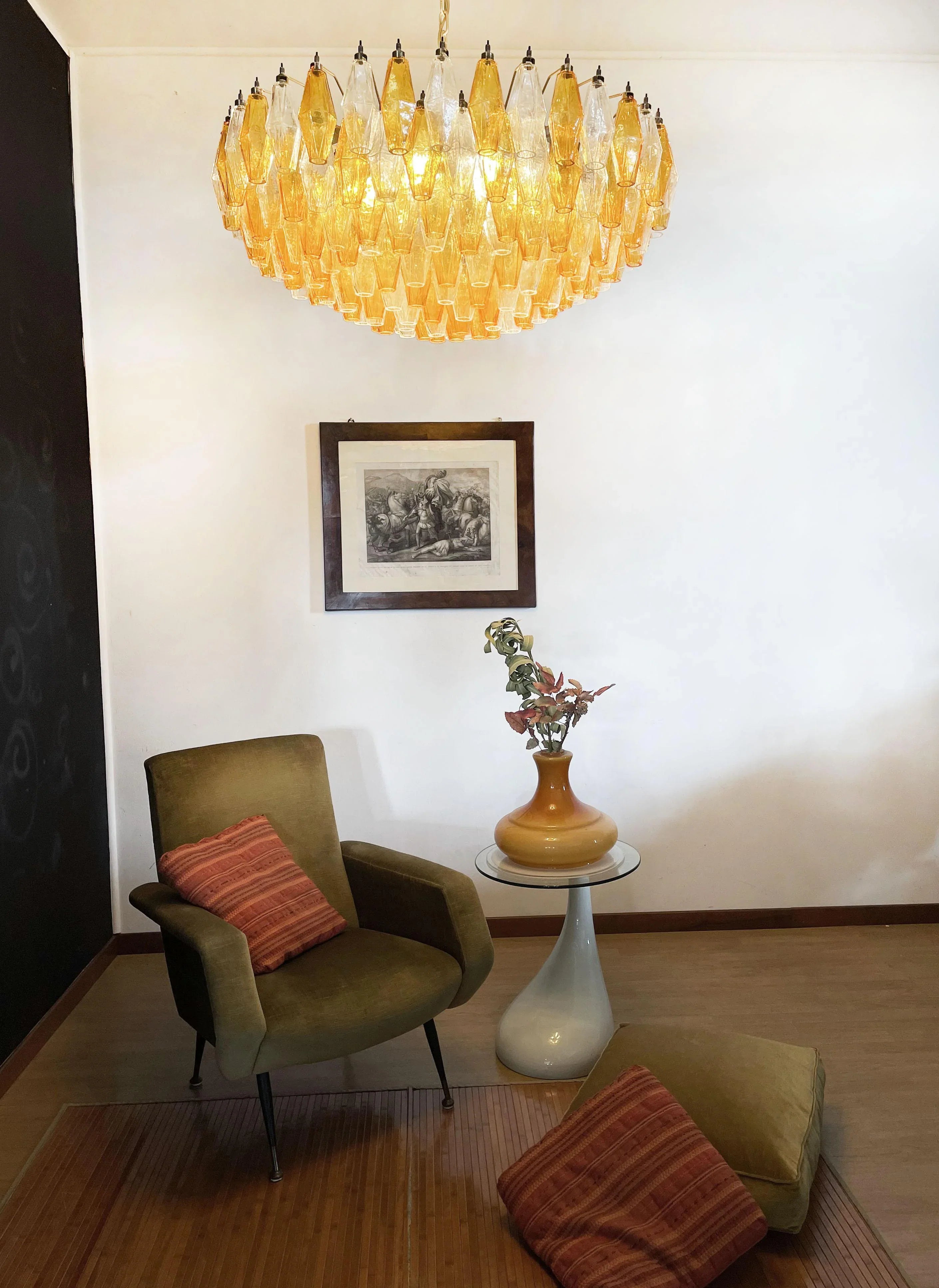 Murano Poliedri Faceted Transparent Amber Glass Chandelier product image