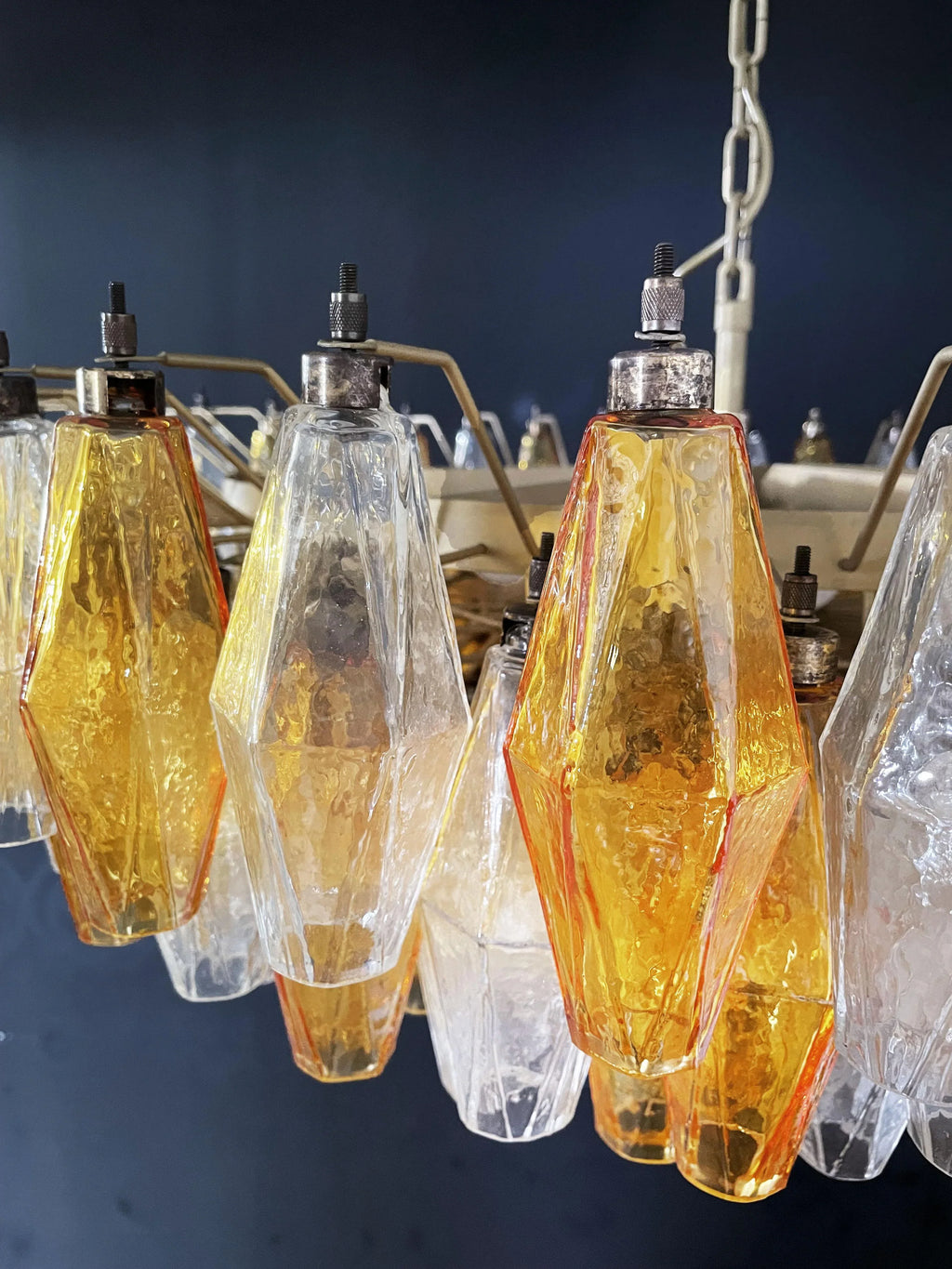 Murano Poliedri Faceted Transparent Amber Glass Chandelier product image