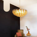 Murano Poliedri Faceted Transparent Amber Glass Chandelier product image